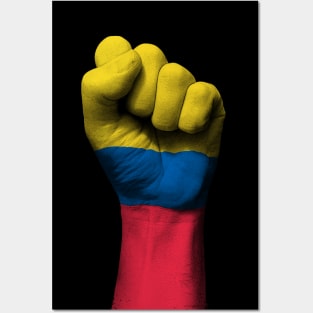 Flag of Colombia on a Raised Clenched Fist Posters and Art